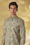 Buy_Rabani & Rakha_Green Silk Sequins Sage Designer Kurta Set _Online_at_Aza_Fashions
