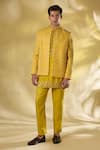 Buy_Rabani & Rakha_Yellow Silk Sequins, Embroidery Thread And Kurta Set _at_Aza_Fashions
