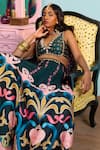 Buy_Papa Don't Preach_Green Silk Embroidery V-neck Printed Raw Lehenga Set _Online_at_Aza_Fashions