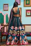 Shop_Papa Don't Preach_Green Silk Embroidery V-neck Printed Raw Lehenga Set _at_Aza_Fashions