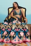 Shop_Papa Don't Preach_Green Silk Embroidery V-neck Printed Raw Lehenga Set _Online_at_Aza_Fashions
