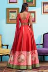 Shop_Papa Don't Preach_Red Silk Beads, Sequins V-neck Printed Raw Lehenga Set _at_Aza_Fashions
