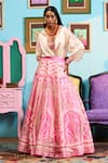 Buy_Papa Don't Preach_Pink Silk Sweetheart Neck Printed Raw Lehenga And Blouse Set _at_Aza_Fashions