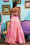 Shop_Papa Don't Preach_Pink Silk Sweetheart Neck Printed Raw Lehenga And Blouse Set _at_Aza_Fashions