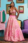 Buy_Papa Don't Preach_Pink Silk Sweetheart Neck Printed Raw Lehenga And Blouse Set 