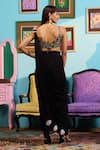 Shop_Papa Don't Preach_Black Georgette Embroidery Sweetheart Neck Pre-draped Saree Set _at_Aza_Fashions