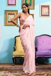 Buy_Papa Don't Preach_Pink Lurex Embroidery Sweetheart Neck Pre-stitched Saree Set _at_Aza_Fashions