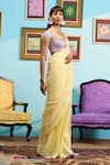 Buy_Papa Don't Preach_Yellow Lurex Embroidery, Sequins Square Neck Pre-stitched Saree Set _Online_at_Aza_Fashions