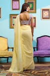 Shop_Papa Don't Preach_Yellow Lurex Embroidery, Sequins Square Neck Pre-stitched Saree Set _at_Aza_Fashions