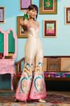 Buy_Papa Don't Preach_Ivory Silk Embroidery Sweetheart Neck Designer Printed Jumpsuit _Online_at_Aza_Fashions