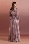 Shop_Pankaj & Nidhi_Purple Organza Round Neck Embellished Ruffle Top _at_Aza_Fashions