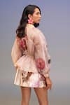 Shop_Pankaj & Nidhi_Pink Silk, Crepe Roma Pleated Skorts _at_Aza_Fashions