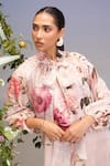 Buy_Pankaj & Nidhi_Pink Linen Embroidery Open Neck Vintage Bow-tie Dress _Online_at_Aza_Fashions