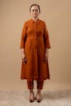 Doodlage_Rust Cotton Collared Orange Organic Dress _Online_at_Aza_Fashions