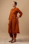Buy_Doodlage_Rust Cotton Collared Orange Organic Dress _Online_at_Aza_Fashions
