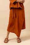Shop_Doodlage_Orange Cotton Rust Organic Skirt _Online_at_Aza_Fashions