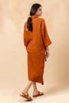 Shop_Doodlage_Orange Cotton Collared Rust Organic Shirt And Skirt Set _at_Aza_Fashions