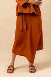 Buy_Doodlage_Orange Cotton Collared Rust Organic Shirt And Skirt Set _Online_at_Aza_Fashions