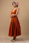Buy Doodlage Orange Cotton V-neck Rust Organic Dress Online at Aza Fashions Buy_Doodlage_Orange Cotton V-neck Rust Organic Dress _Online_at_Aza_Fashions