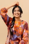 Doodlage_Orange Cotton Round Neck Rust Organic Dress _Online_at_Aza_Fashions