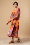 Buy_Doodlage_Orange Cotton Round Neck Rust Organic Dress _Online_at_Aza_Fashions