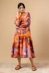 Shop_Doodlage_Orange Cotton Round Neck Rust Organic Dress _Online_at_Aza_Fashions