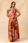 Buy_Doodlage_Orange Cotton Rust Organic Skirt _at_Aza_Fashions