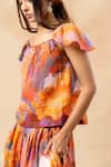 Buy Doodlage Orange Cotton Off-shoulder Artisanal Rust Crop Top And Skirt Set Buy_Doodlage_Orange Cotton Off-shoulder Artisanal Rust Crop Top And Skirt Set