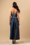 Shop_Doodlage_Blue Denim Round Neck Upcycled Dress With Belt _at_Aza_Fashions