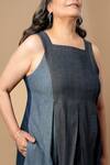 Buy_Doodlage_Blue Denim Square Neck Upcycled Dress _Online_at_Aza_Fashions