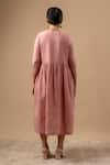 Shop_Doodlage_Pink Cotton Embroidery Round Neck Organic Dress _at_Aza_Fashions