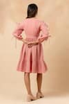 Doodlage_Pink Cotton V-neck Organic Dress _at_Aza_Fashions