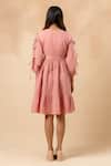 Shop_Doodlage_Pink Cotton V-neck Organic Dress _at_Aza_Fashions