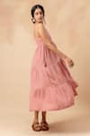 Buy_Doodlage_Pink Cotton Square Neck Organic Tiered Dress _Online_at_Aza_Fashions