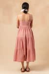 Shop_Doodlage_Pink Cotton Square Neck Organic Tiered Dress _at_Aza_Fashions