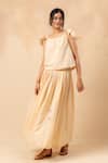 Shop_Doodlage_Beige Cotton Embroidery Organic Skirt _at_Aza_Fashions