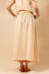 Doodlage_Beige Cotton Embroidery Organic Skirt _at_Aza_Fashions