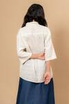 Shop_Doodlage_Beige Embroidery Collared Handwoven Upcycled Fabric Shirt _at_Aza_Fashions