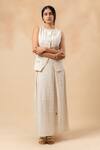 Buy_Doodlage_Beige Embroidery Round Neck Handwoven Jacket _Online_at_Aza_Fashions