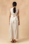 Shop_Doodlage_Beige Embroidery Handwoven Upcycled Skirt _at_Aza_Fashions