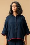 Doodlage_Blue Cotton Collared Organic Shirt And Skirt Set _Online_at_Aza_Fashions