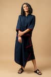 Shop_Doodlage_Blue Cotton Collared Organic Shirt And Skirt Set _Online_at_Aza_Fashions