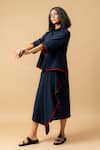 Doodlage_Blue Cotton Collared Organic Shirt And Skirt Set _at_Aza_Fashions