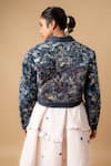 Shop_Doodlage_Blue Patchwork Round Neck Embroidered Utility Jacket _at_Aza_Fashions
