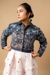 Buy_Doodlage_Blue Patchwork Round Neck Embroidered Utility Jacket _at_Aza_Fashions
