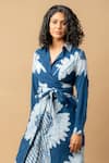 Shop_Doodlage_Blue Cotton Collared Floral Print Wrap Dress _Online_at_Aza_Fashions