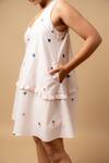 Doodlage_Pink Linen Embroidery V-neck Dress _Online_at_Aza_Fashions