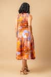 Shop_Doodlage_Rust Cotton High Neck Orange Smocked Dress _at_Aza_Fashions