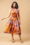 Buy_Doodlage_Rust Cotton High Neck Orange Smocked Dress _at_Aza_Fashions