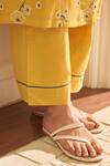 Vaayu_Yellow Muslin, Cotton Embroidery Keyhole Neck Rue Floral Kurta Set_Online_at_Aza_Fashions
